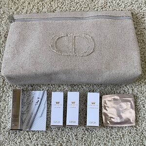 Dior Taupe Canvas Pouch with Skincare Collection